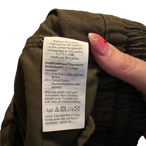 J.Crew Women Linen Blend Pants Green Size 6 Cropped Cuffed Hems BOHO Comfy - Picture 4 of 5